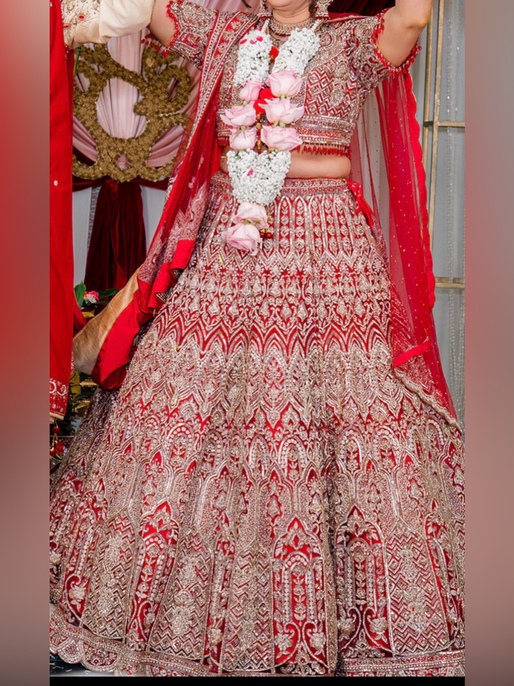 Red Sequin Bridal Lehenga Dress - Brand: